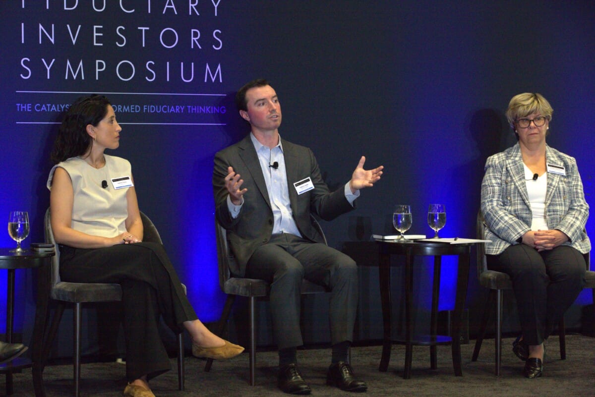(From left to right): The Future Fund's Tammi Fisher, Blue Owl's Patrick Lawler, and IMCO's Jennifer Hartviksen.